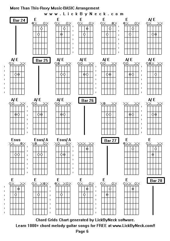 Chord Grids Chart of chord melody fingerstyle guitar song-More Than This-Roxy Music-BASIC Arrangement,generated by LickByNeck software.